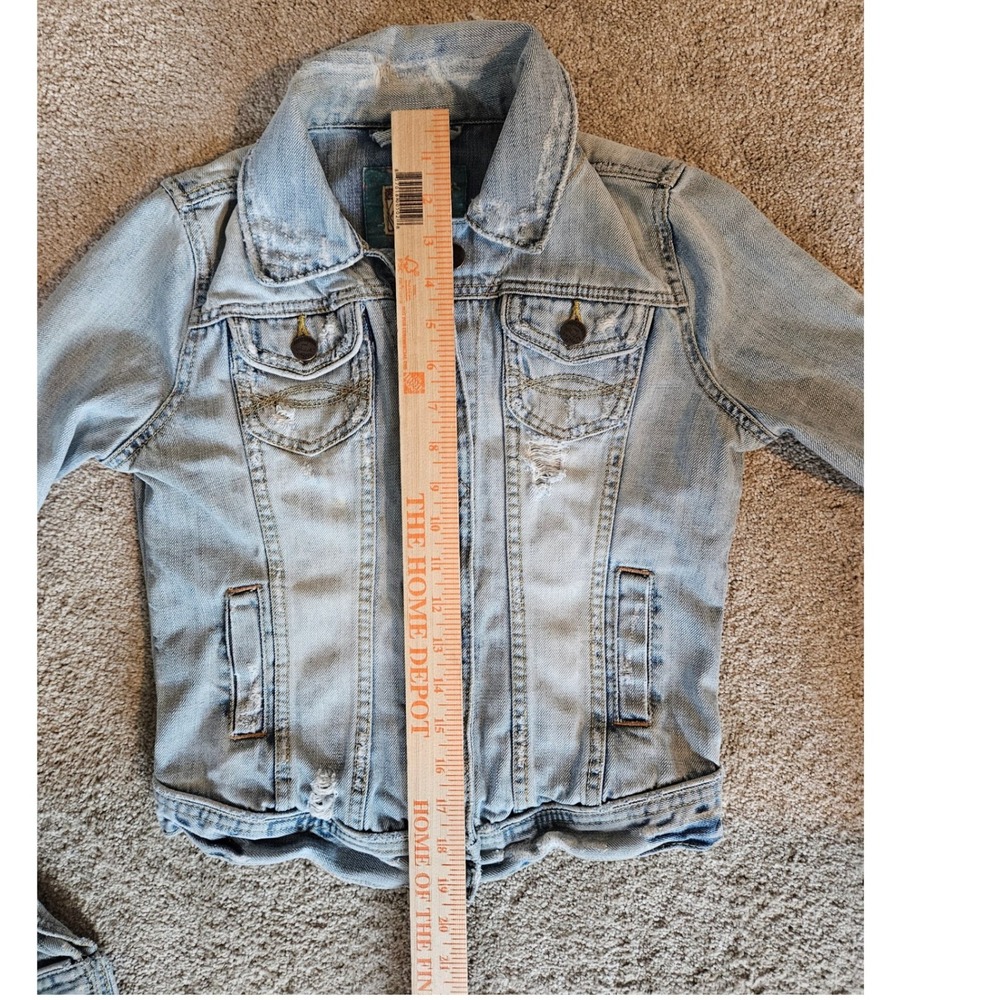 Abercrombie Fitch Denim Jacket Womens Small Distressed Trucker VTG K2K Western - Picture 5 of 8